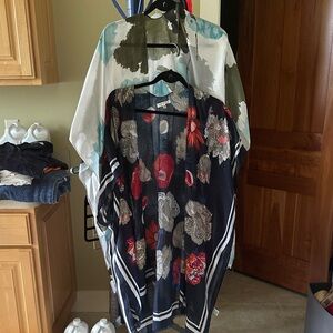 2 Floral and Abstract Patterned Kimonos